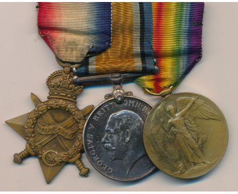 First World War – W.J.P. Fox – 1915 Star Trio warded to J. 31618 W. J. P. FOX O. TEL, R. N. With ribbons.