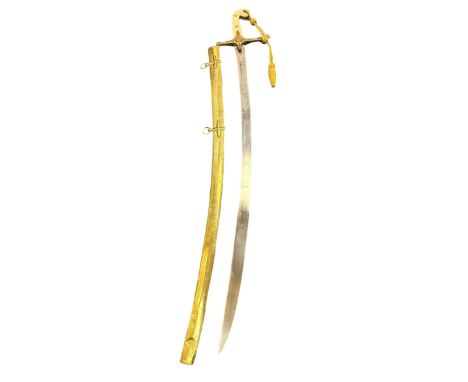 Victorian Prosser Mameluke Officer’s Sword single edge curved steel blade double edged for the last 27cm, each side faintly e