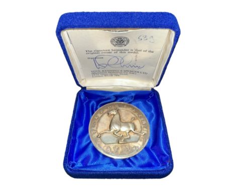 A 1973-74 Royal Academy Chinese Exhibition silver medallion, horse on one side, the other reads ‘At the Royal Academy London-