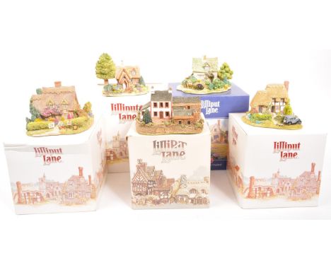 Lilliput Lane - A collection of five 20th Century vintage Lilliput Lane cottage model figures all in original boxes. Comprisi