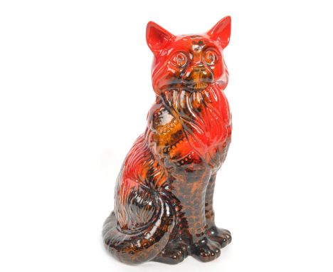 Royal Doulton - A large 20th Century vintage china Royal Doulton Flambe glaze veined figurine model in the form of a sitting 