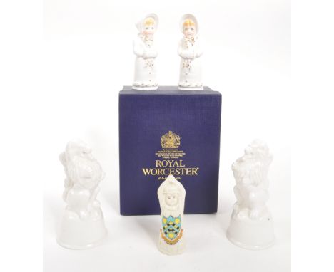 Royal Worcester - A collection of 20th Century porcelain china candle snuffer ornaments to include a pair of Royal Worcester 