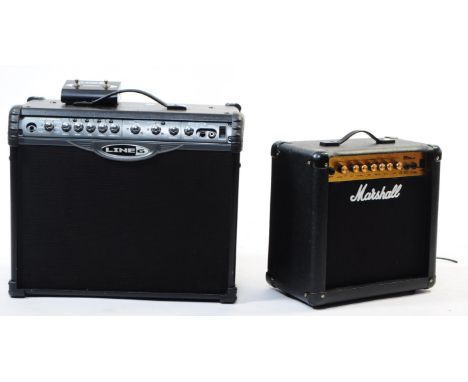 Marshall - MG series 15 CDR amplifier speaker, together with a Line 6 spider II guitar amp. 43cm tall.&nbsp;