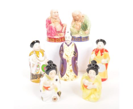 Royal Worcester - A collection of seven porcelain china Royal Worcester candle snuffers. Comprising of: Smiling Buddha, Sleep