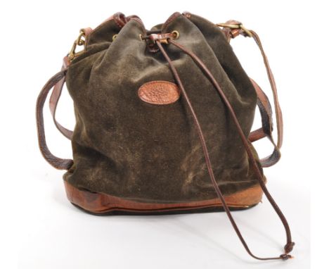 Mulberry - A vintage Mulberry suede and leather handbag. The handbag having a single shoulder strap, with dark green suede bo