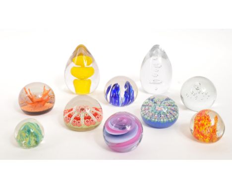 Caithness / Strathearn - A collection of ten glass paperweights comprising of Caithness ' Dizzy ', a Strathearn millefiori ex