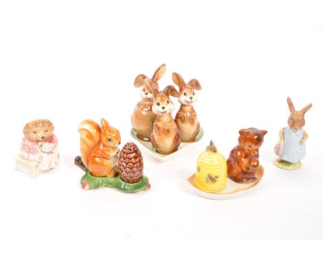 Goebel - A collection of porcelain china Goebel condiment containers to include bunny cruet set and fox and squirrel salt and