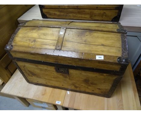 Victorian pine dome topped trunk