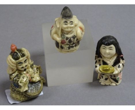 Three netsuke style figures