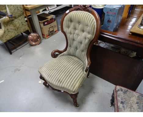 A Victorian mahogany button back nursing chair 