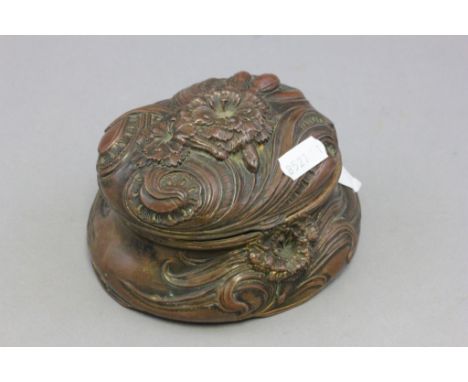 Art nouveau metal trinket box with scrolling decoration