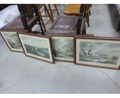Set of four framed & glazed prints of hunting scenes by Edward Orme