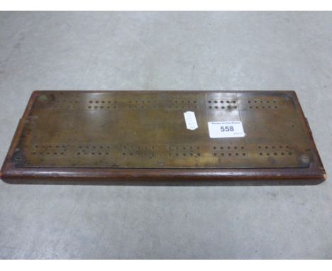 Vintage brass and wood cribbage board