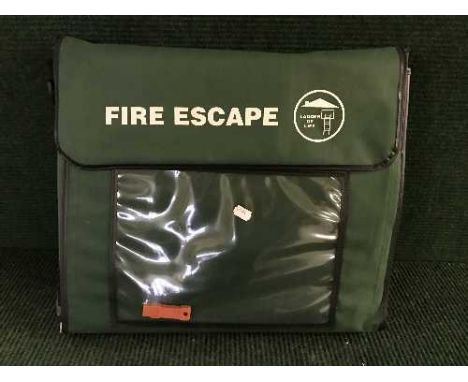 A fire escape emergency ladder in carry bag