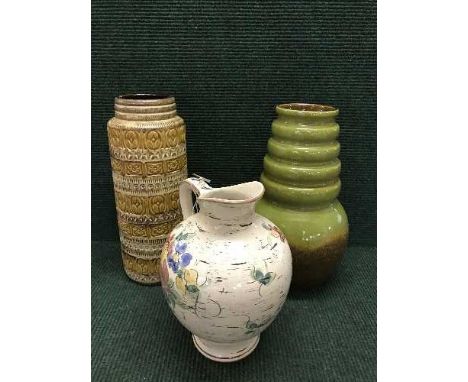 West German stick pot and floral patterned jug 