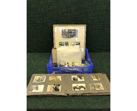 A basket of British coins, signed photos, black & white photos, Folio Society books, mortgage paper etc 