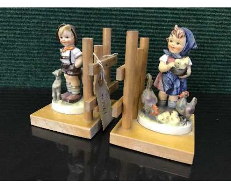 A pair of Hummel figure bookends 