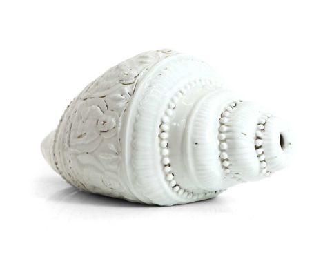 A large Chinese porcelain sea snail, decorated with a band of seated Buddha, 36cm longCondition ReportNo obvious faults.