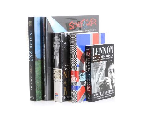 A large quantity of popular music books, including The Beatles, Rolling Stones, Pink Floyd, autobiographies, swinging sixties