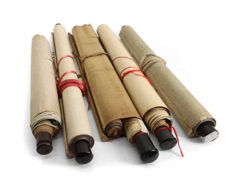 A collection of six Chinese and Japanese scrolls,  20th century, on various subjects including flowers, plants and animals, a