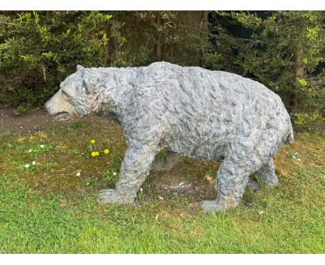 A bronze Grizzly bear, modern, with green-blue patination,150cm wide 92cm highCondition ReportGeneral wear from outside stora