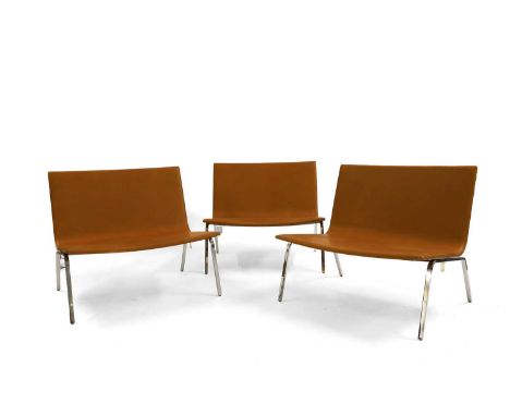 ▲ Pietro Arosio (Italian, b.1946-) a group of three Tacchini 'XL' easy chairs, each with leather upholstery, labelled,80.5cm 