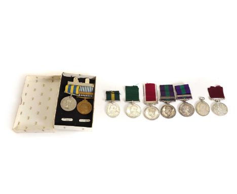 A selection of military medals, to include an Army Long Service and Good Conduct Medal (Natal) named to '1812. Sergt: G. Hewi