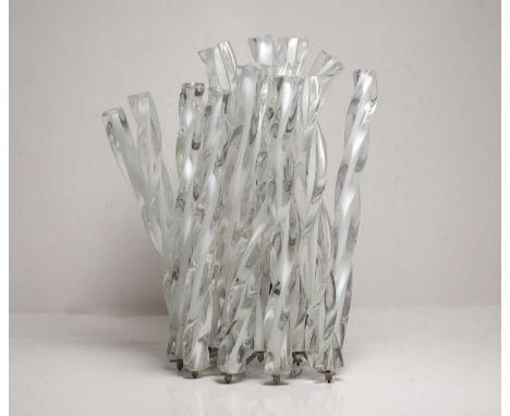 A Murano-style glass wall light, 20th century, Italian, with spiral glass tubes, 35cm highCondition ReportFailed PAT test. ni