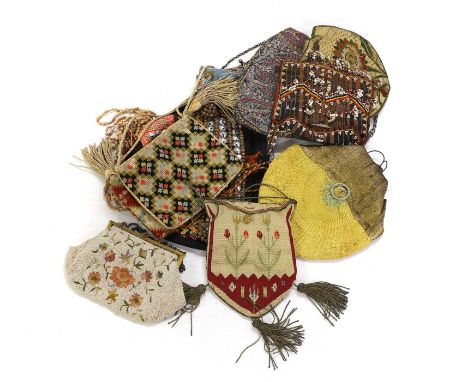 A collection of purses, comprising beadwork, zardozi embroidery and needlework examples,largest 20 x 19cm (11)Provenance: The