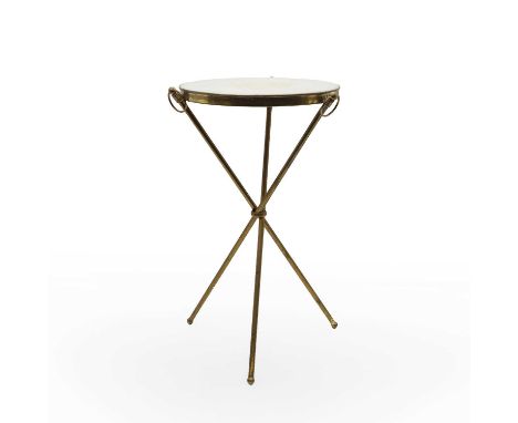 A gilt-brass and marble occasional table, late 19th century, French, the circular marble top above a tripod base,30.5cm diame