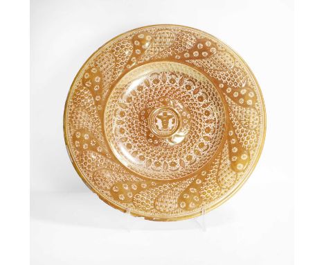 Attributed to Ulisse Cantagalli, 19th century, a lustreware charger, in the Hispano-Moresque style, with moulded and all-over