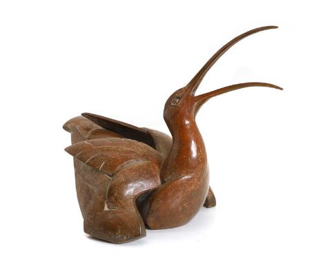 A bronze sculpture of a wading bird, modern, incised mark to side 'RTR 2/10',31cm high