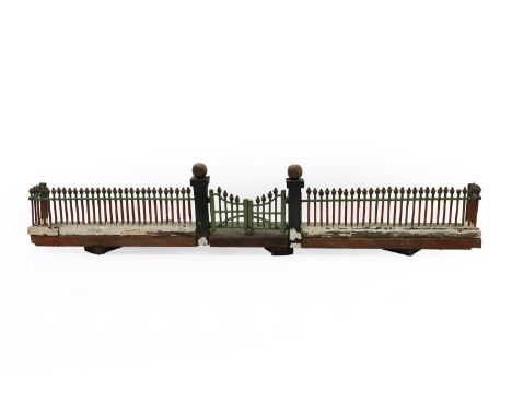 A scratch built model of a gate with fence, modelled in the 19th century manner, with rails and posts,123cm wideCondition Rep