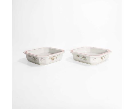A pair of Chinese famille rose planter stands,  Republic period (1912-1949), each of octagonal form, painted with bamboo, orc