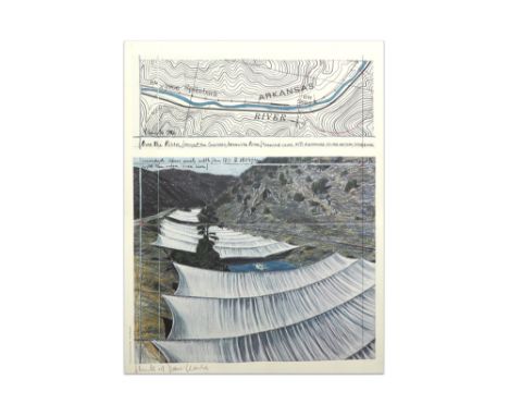 Christo &amp; Jeanne-Claude signed lithograph from the "Over the river" project || CHRISTO (1935 - 2020) &amp; JEANNE-CLAUDE 