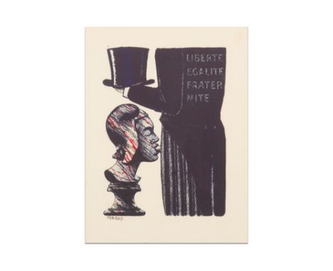 Forgas signed print in colors with a satirical theme || FORGAS (20° - 21° EEUW) print in kleuren met een satirische voorstell