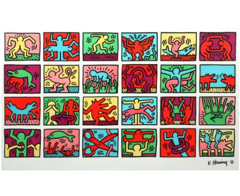 Keith Haring plate signed lithograph printed in colors - edition by the Estate || HARING KEITH (1958 - 1990) kleurlitho met 2