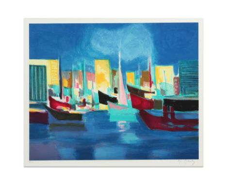 20th Cent. French lithograph printed in colors - signed Marcel Mouly || MOULY MARCEL (1918 - 2008) kleurlitho n° EC : "Havenz