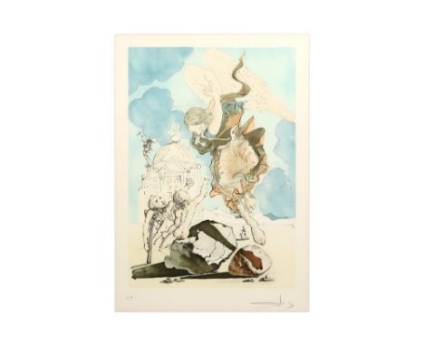 Salvador Dali signed lithograph printed in colors with a typical representation with angel || DALI SALVADOR (1904 - 1989) kle