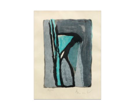 lithograph printed in colors-signed || VAN VELDE BRAM (1895 - 1981) kleurlitho genummerd 44/100 : "Abstracte compositie"  -  