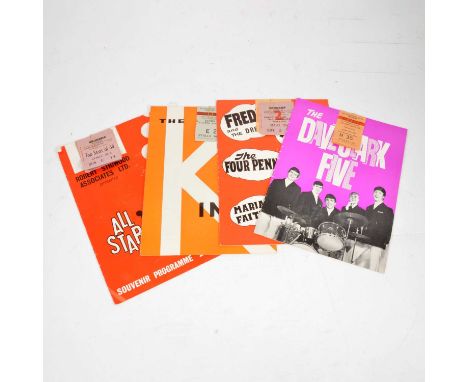 Five De Montfort Hall Leicester and Granada Kettering music gib ticket stubs with programmes, including Three stubs for Your 