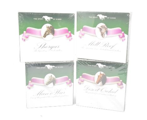 Atlas Editions - The Sport of Kings Race Horse model statues, Man o' War; Desert Orchid; Mill Reef; Shergar, all in original 