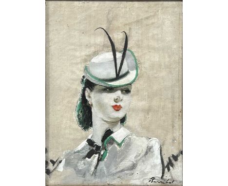 William Henry Barribal,Portrait of a lady,oil on board, signed,33x24cm.Condition report:Framed and glazed, overall measuremen