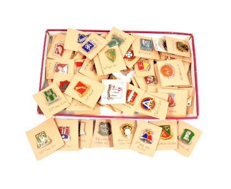 Seventy-five US military enamel division badges, to include 501st Signals; World Wide Signal Facility; Signal School; 2nd Qua