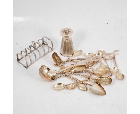 Pair of silver sauce ladles, C W Fletcher &amp; Son, Sheffield 1926, other silver silver cutlery including a caddy spoon, sil