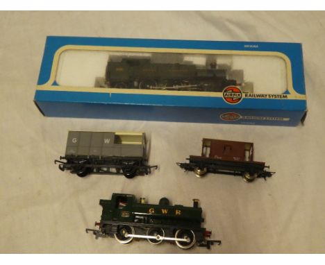 Airfix OO gauge - 2-6-0 Prairie GWR tank engine, mint/boxed together with a mint Hornby OO gauge Pannier tank engine and two 