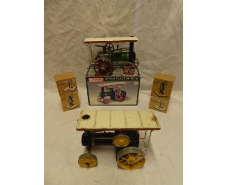 A Mamod steam tractor TE1A, boxed, one other Mamod steam tractor and four boxed accessories including polishing machine, powe