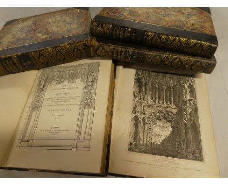 Britton (John) The Architectural Antiquities of Great Britain, five vols, London, 1835, illus, matching half calf