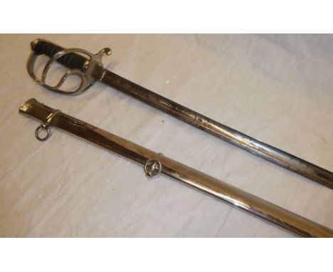 A rare 19th Century Cornwall Artillery Volunteers sword with etched steel blade by Hobson and Sons London bearing the initial