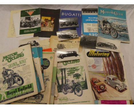 A 1910 Bugatti sales brochure, German Bugatti sales brochure, various other literature, motoring magazines, etc